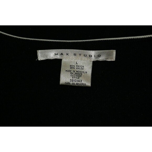 Max Studio Long Sleeves Button Front Black White Cardigan Sweater Size L - Picture 6 of 7